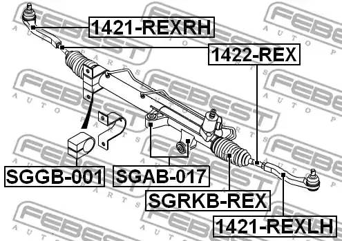 Наконечник рулевой левый SsangYong Actyon I-II 05-, Actyon Sports I-II 07-, Kyron 05-, Rexton I-II 04-.