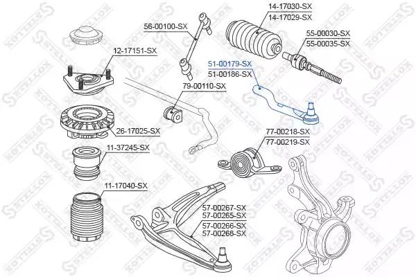 51-00179-SX наконечник рулевой левый Honda Civic VII 1.3-1.8 06