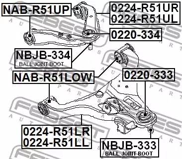 Сайлентблок переднего верхний рычага Pathfinder R51, Navara FEBEST