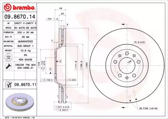 09867011 BREMBO Тормозной диск