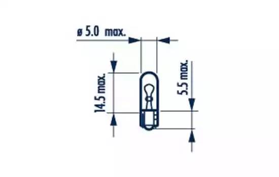 Лампа накаливания' Indicator lamps with wedge base W1,2W' 12В 1Вт