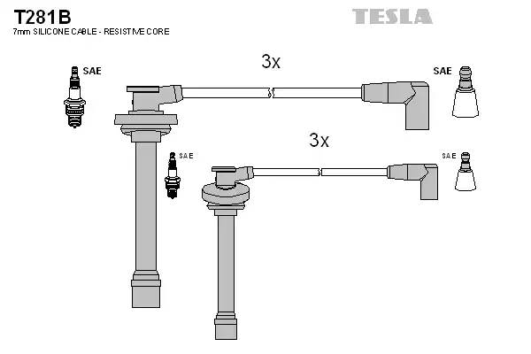 T281B TESLA Комплект проводов зажигания