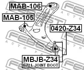 Сайлентблок рычага задний MITSUBISHI LANCER CS/CY MAB-106