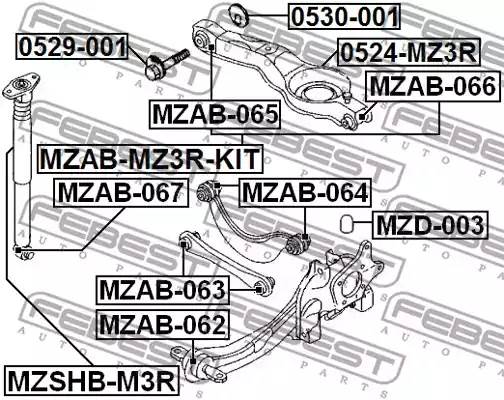 0529001 болт рычага регулировочный эксцентрик Mazda 3/5/Axela/CX-7 03
