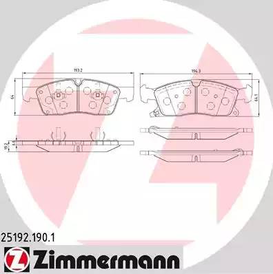 Колодки передние JEEP GRAND CHER ZIMMERMANN арт. 251921901