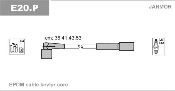 JM-E20P комплект проводов Lada 2108i-210993i/2114i-2115i 98>/Kalina 04