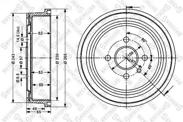 барабан тормозной задний Astra F, G 91-; Opel Combo B, C 94-; Opel Vectra B 95-