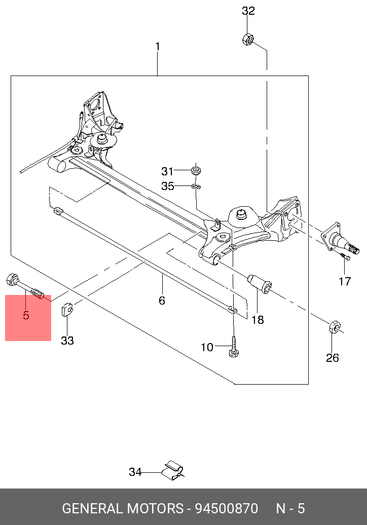 Болт балки задней M12X1.5 L96 B34 S19