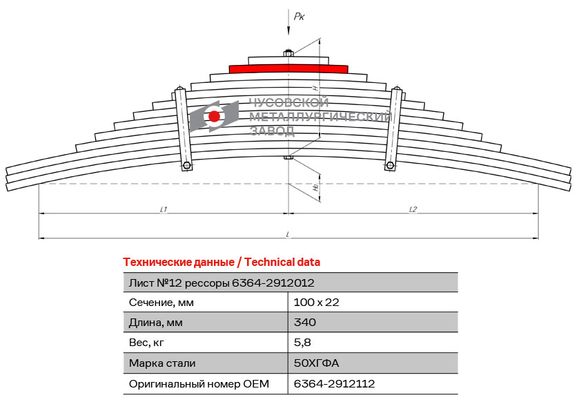 Лист рессоры №12