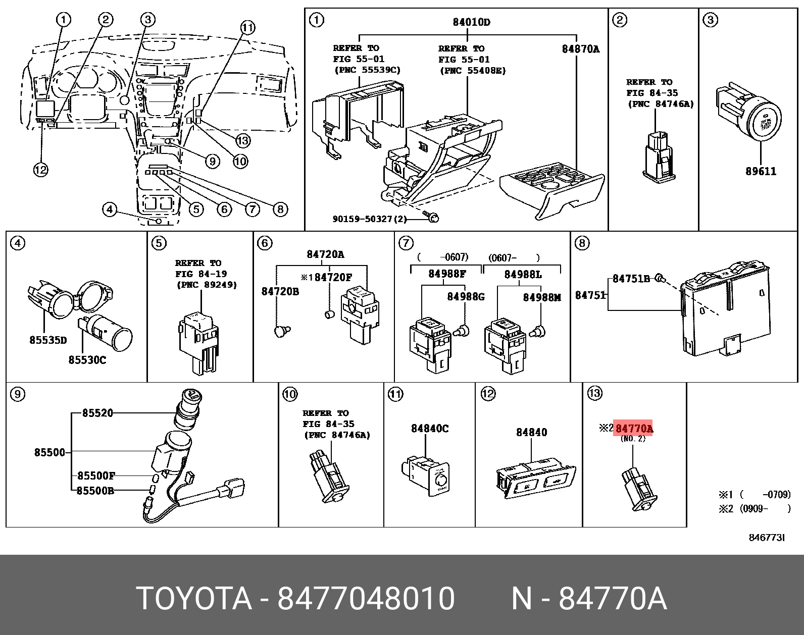 PRIUS 200904 - 201511, SWITCH ASSY, PRE-COLLISION SYSTEM CANCEL