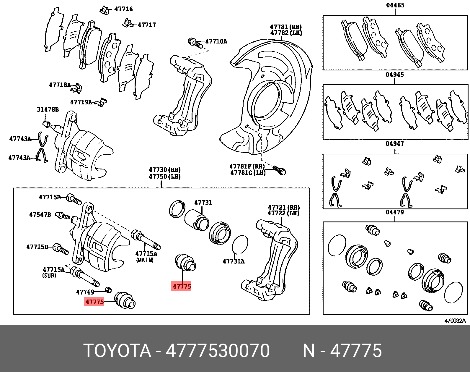 4777530070, WISH 200301-200903, ANE1#, ZNE10, BOOT, BUSH DUST(FOR FRONT DISC BRAKE)