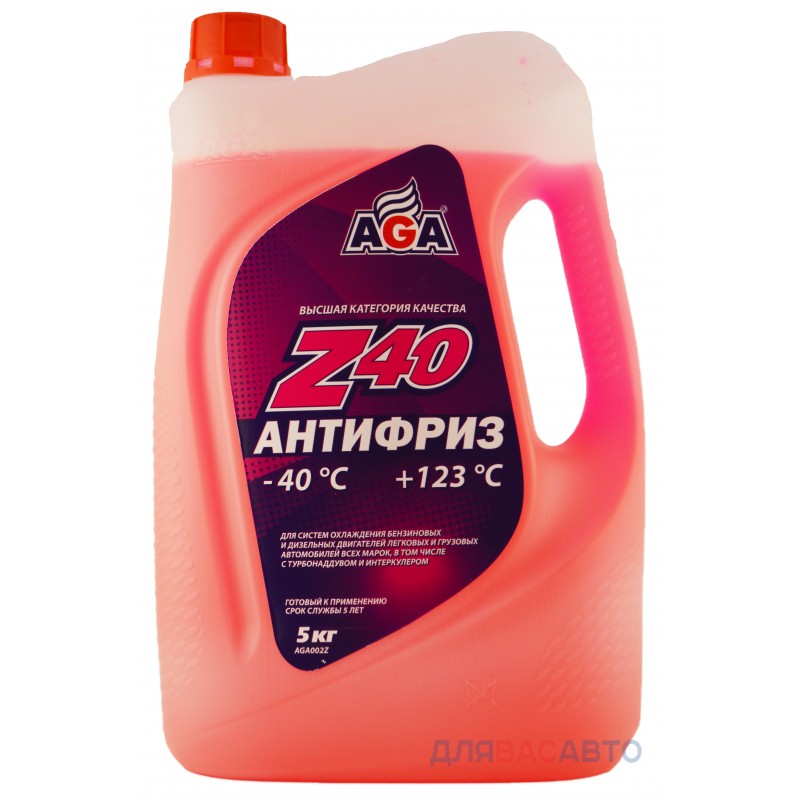 AGA AGA002Z антифриз 5KG готовый к применению, красный, -40С\