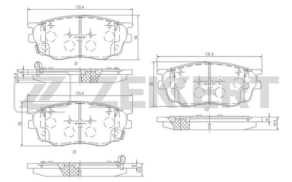 Колодки тормозные передние (131.4*56) Mazda 6 02-