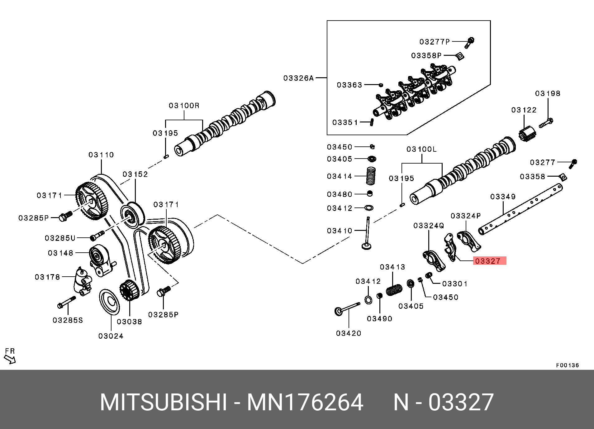 Genuine OE Shaft Assembly Valve Rocker MN176264 for Mitsubishi MN17 ...