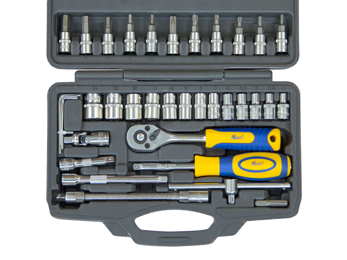 Набор инструмента 1/4\"Dr 46 предметов (пластиковый кейс+блистер) KT700618