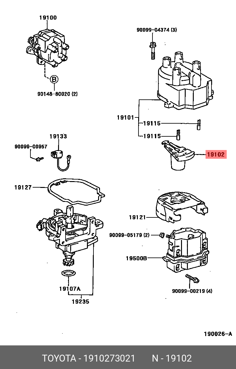Genuine OE ignition distributor rotor, 1910273021 for TOYOTA