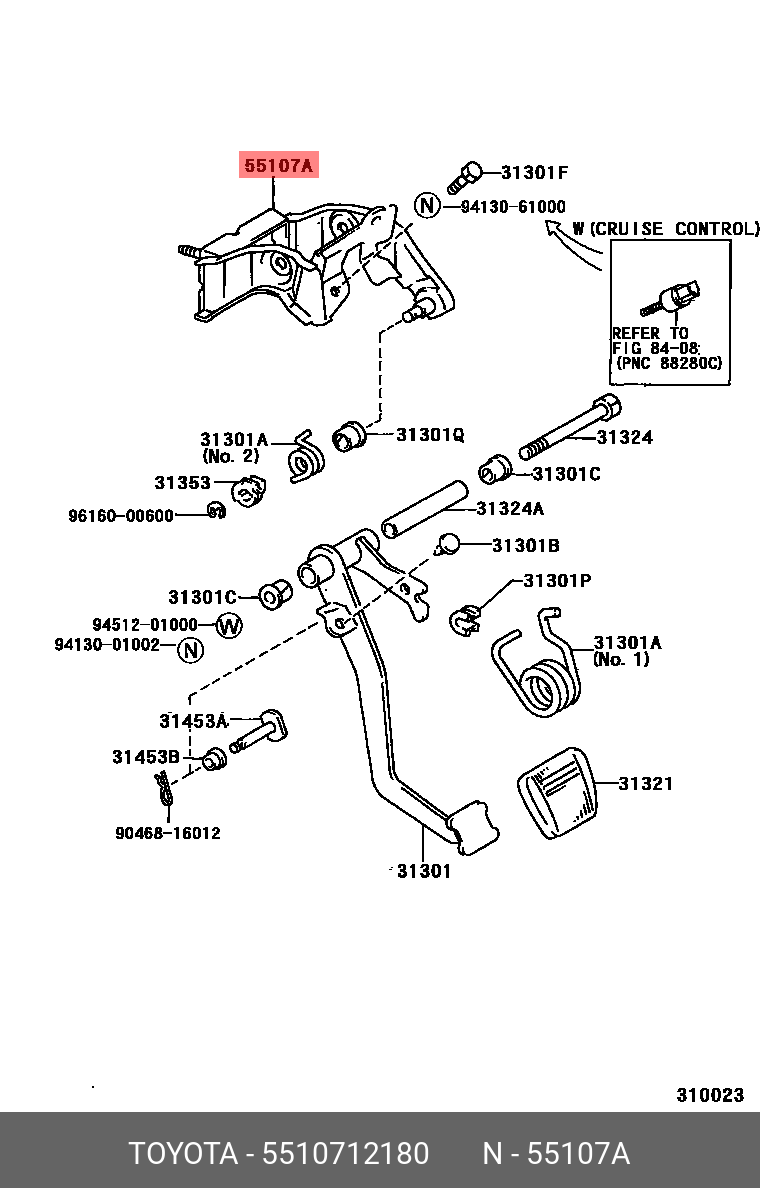 LVN/ CRE/ TRN/ MRN 199106 - 199808, SUPPORT SUB-ASSY, CLUTCH PEDAL
