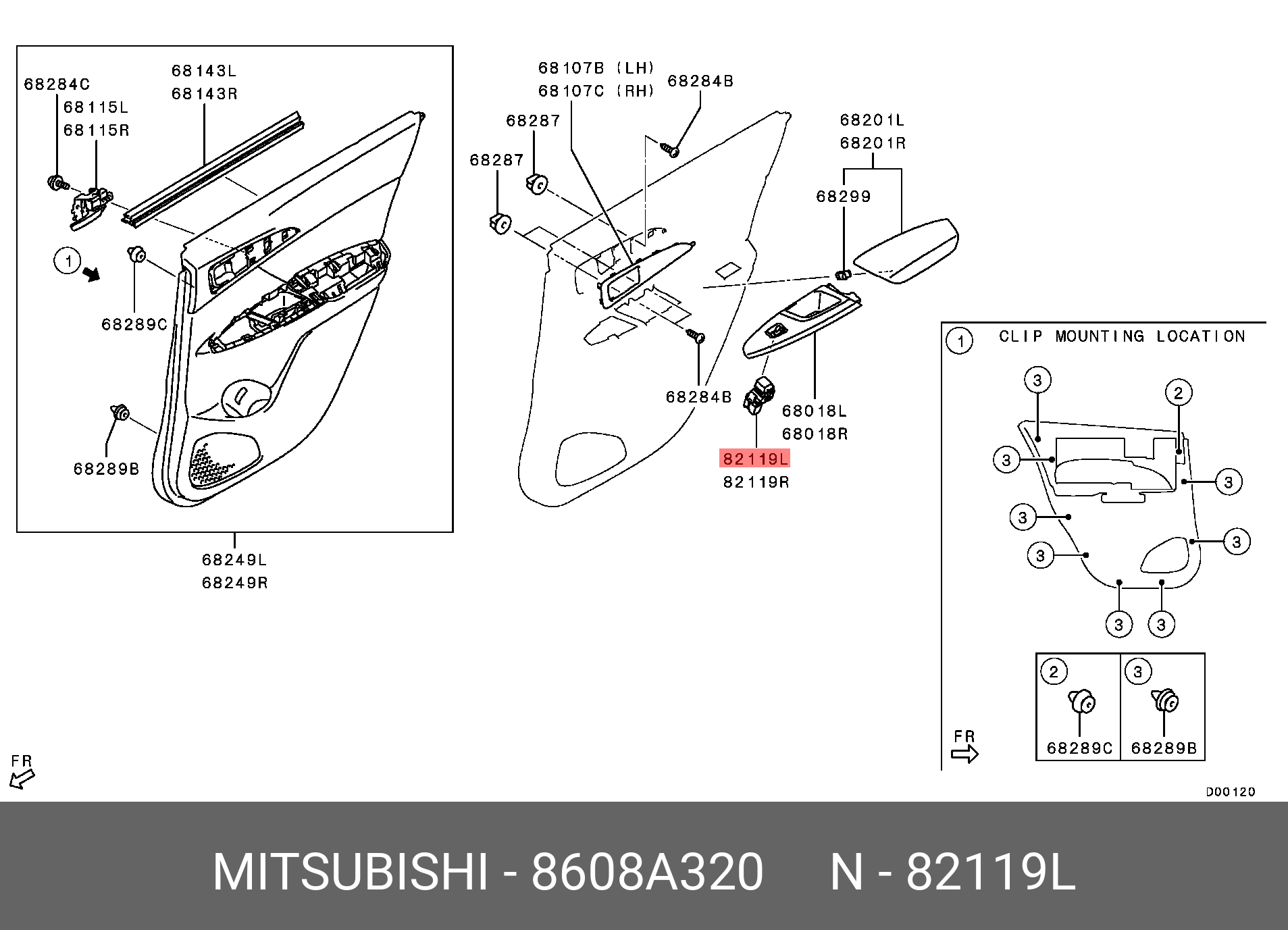 Genuine OE Switch AsF/Dr Pwr Window 8608A320 for Mitsubishi 8608-A320