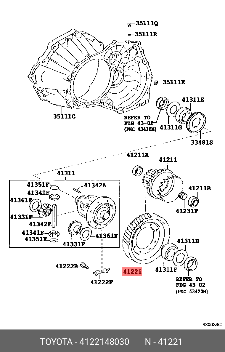 4122148030, HARRIER 199712-200302, ACU1#, MCU1#, SXU1#, GEAR, FRONT DIFFERENTIAL RING
