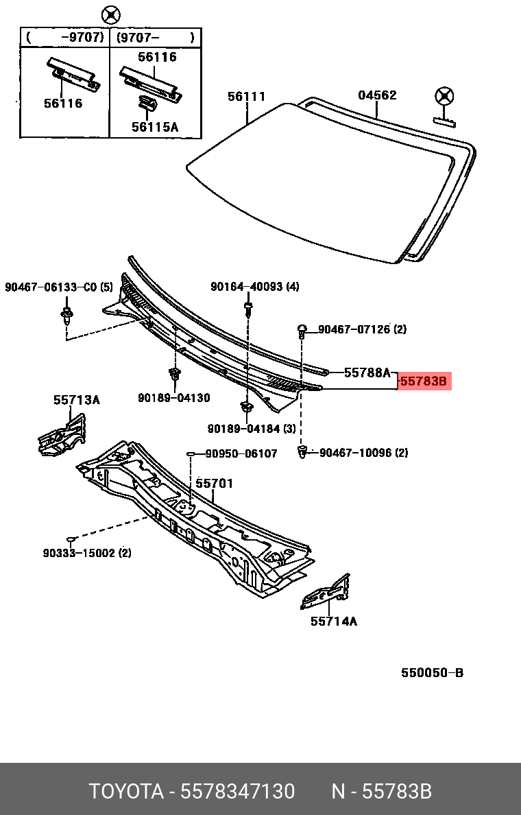 55783-47130 GENUINE TOYOTA PRIUS 201511 -, LOUVER, COWL TOP