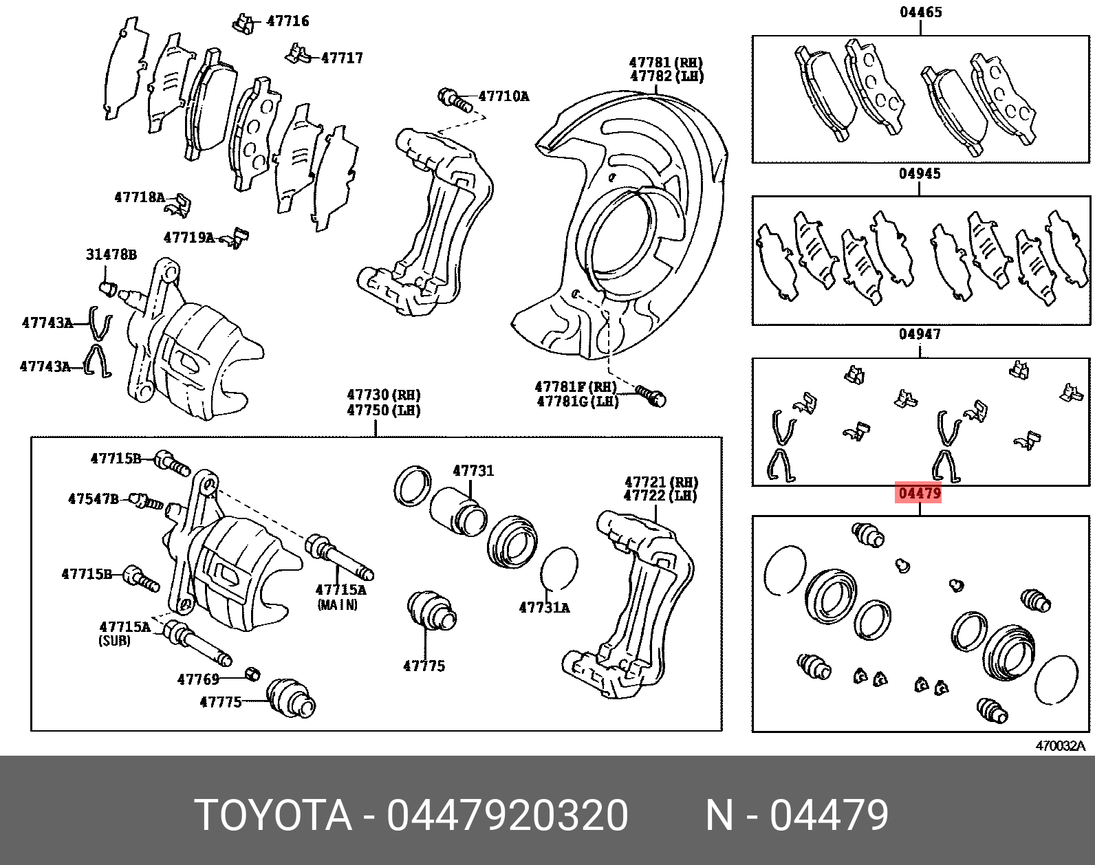 04479-20320 Genuine Toyota Premio  Allion 200112 - 200705, Cylinder Kit 