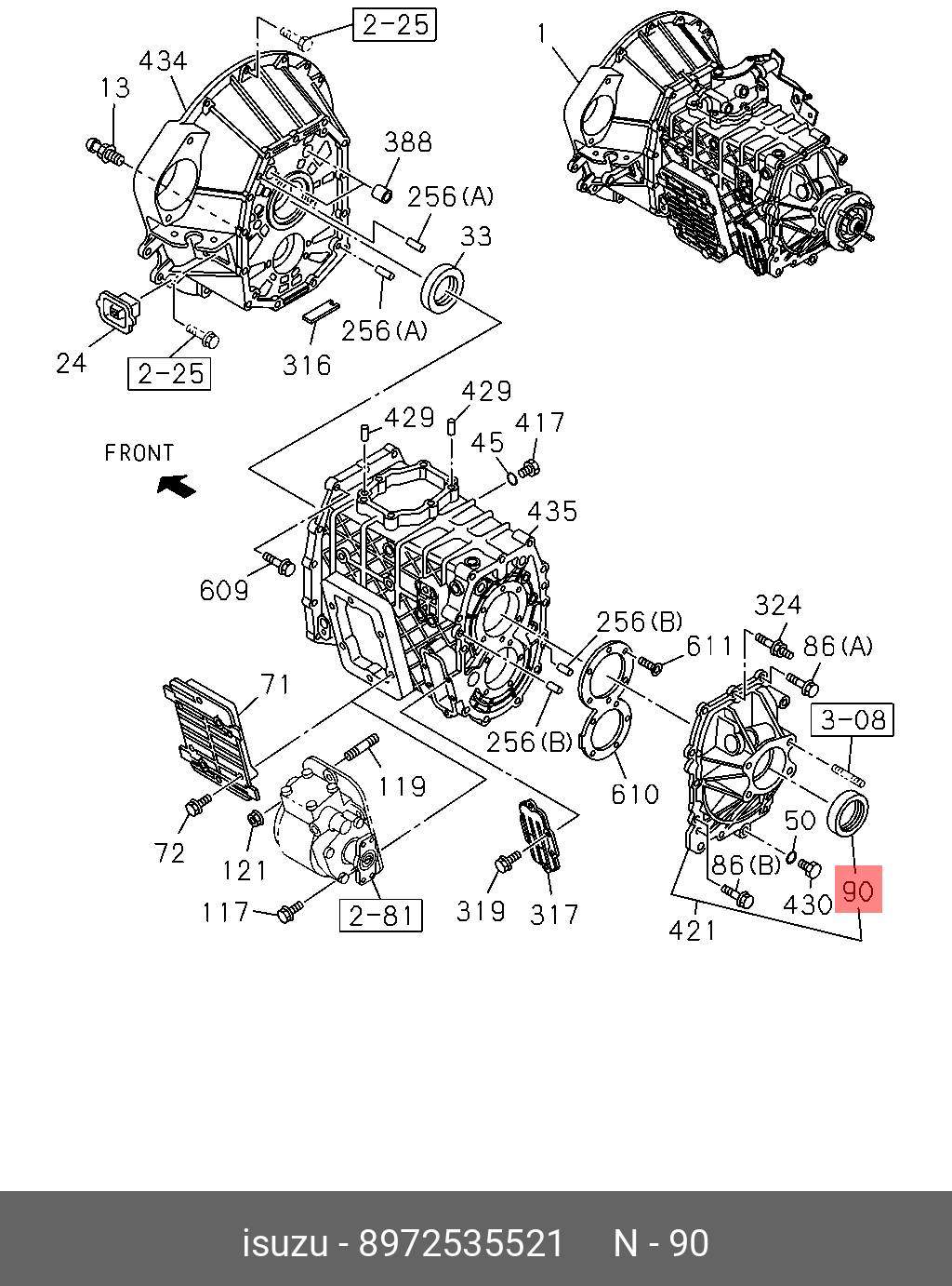 8972535521 Сальник вала вторичного ISUZU NQR71 75,(48x64x8)  ,8972535521