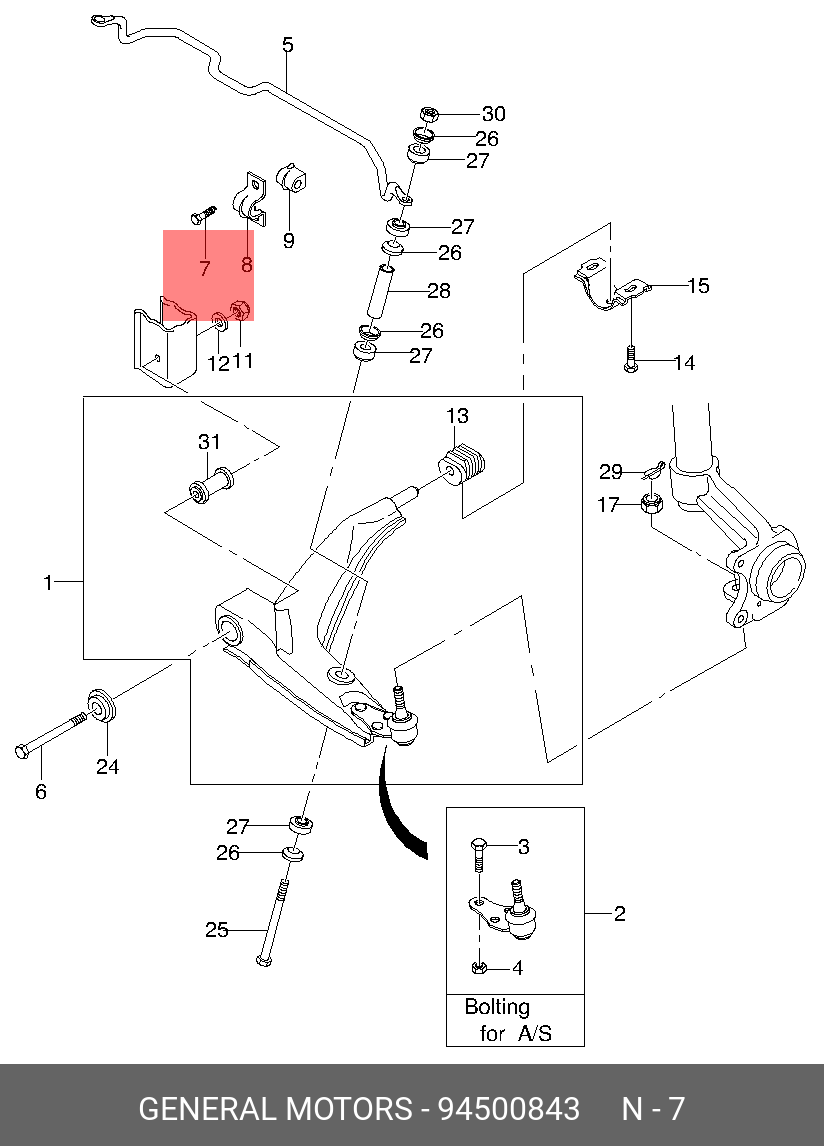 Болт скобы стабилизатора M10X1.5 L26 B26 S14