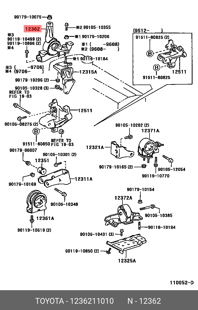 SPRINTER 198305 - 198704, INSULATOR, ENGINE MOUNTING, RH(FOR TRANSVERSE ENGINE)