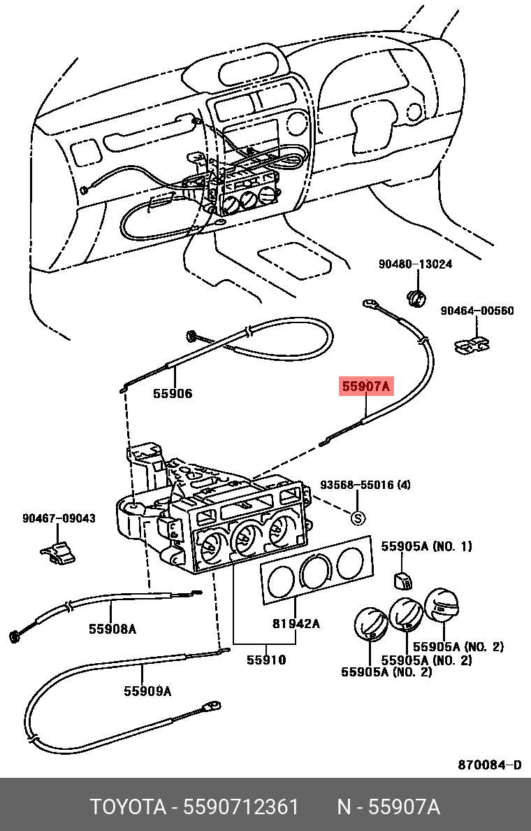 SPRINTER 199106 - 200206, CABLE SUB-ASSY, WATER VALVE CONTROL