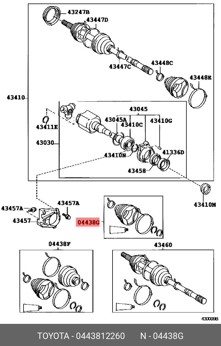 COROLLA 199505 - 200008, BOOT KIT, FRONT DRIVE SHAFT INBOARD JOINT, RH