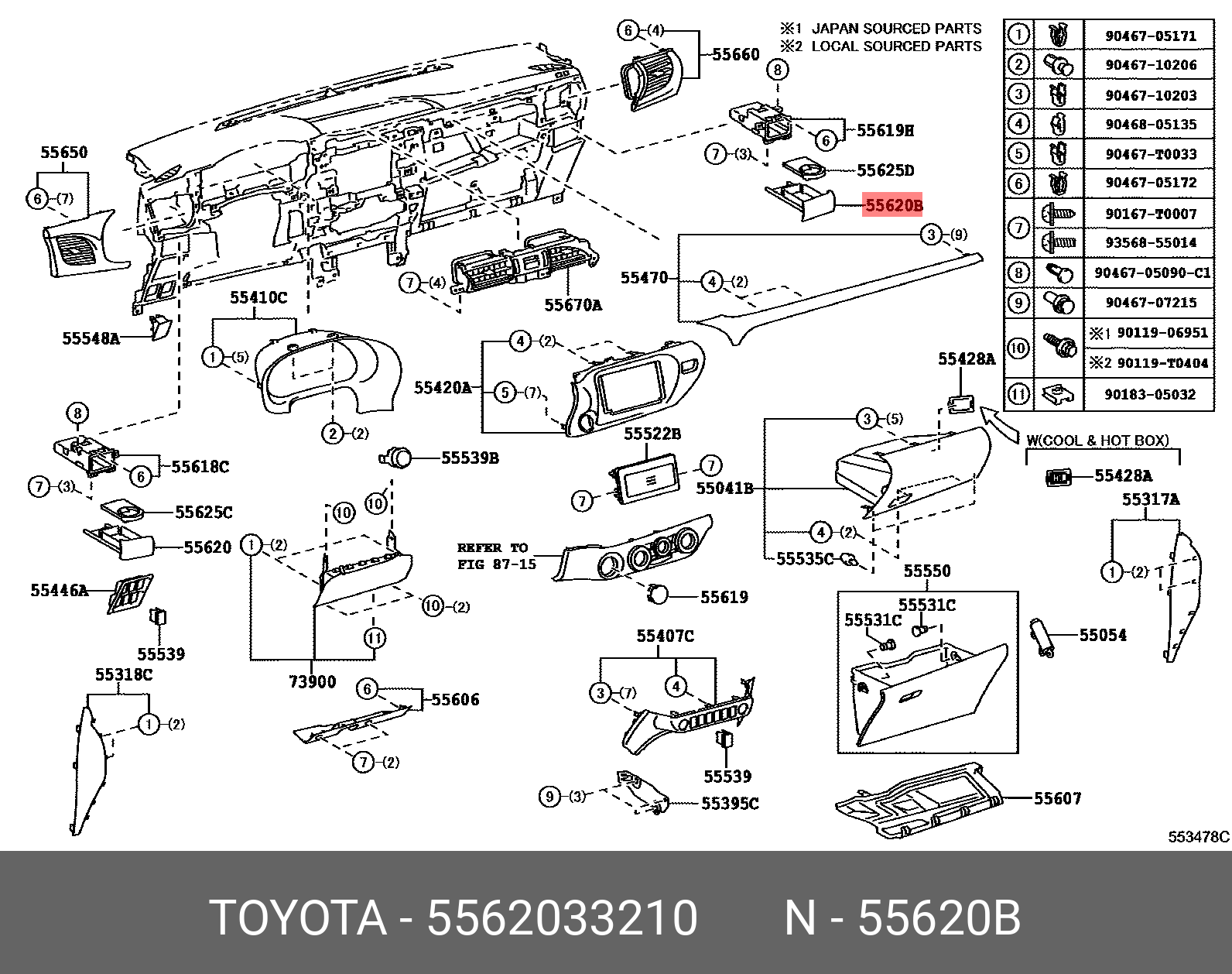 CAMRY 200601 - 201108, HOLDER, INSTRUMENT PANEL CUP