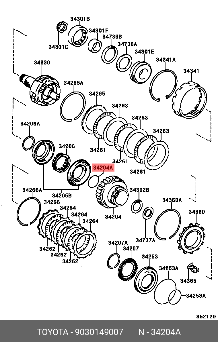CAMRY 200109 - 200601, RING, O (FOR UNDERDRIVE CLUTCH DRUM)