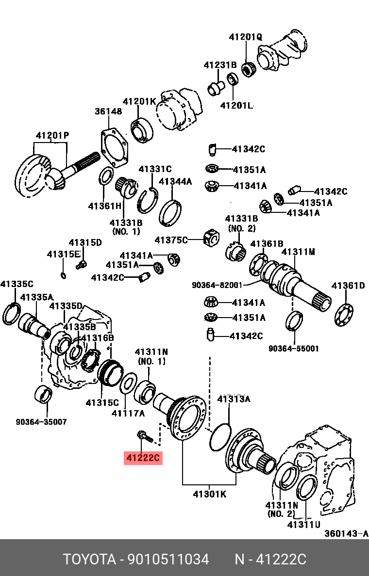 9010511034, PROBOX/ SUCCEED 201409-, NCP16#, NSP160, NHP160, BOLT(FOR REAR DIFFERENTIAL CASE)