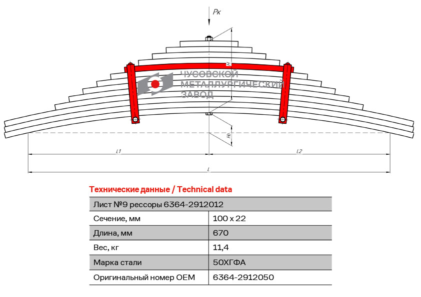 Лист рессоры №9