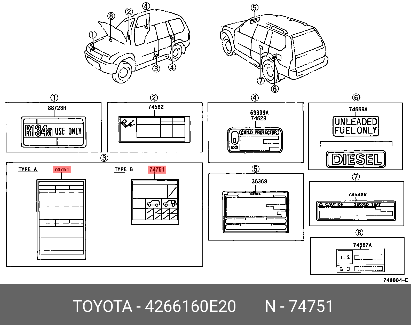 4266160E20 GENUINE TOYOTA LAND CRUISER PRADO 201708, LABEL, TIRE PRESSURE INFORMATION ONN