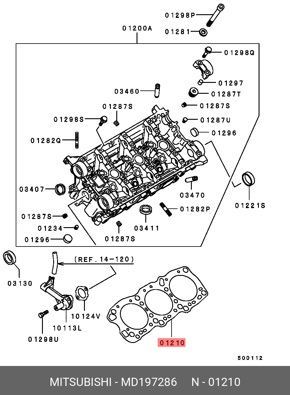 Genuine OE Gasket Cylinder Head MD197286 for Mitsubishi MD19-7286 ...