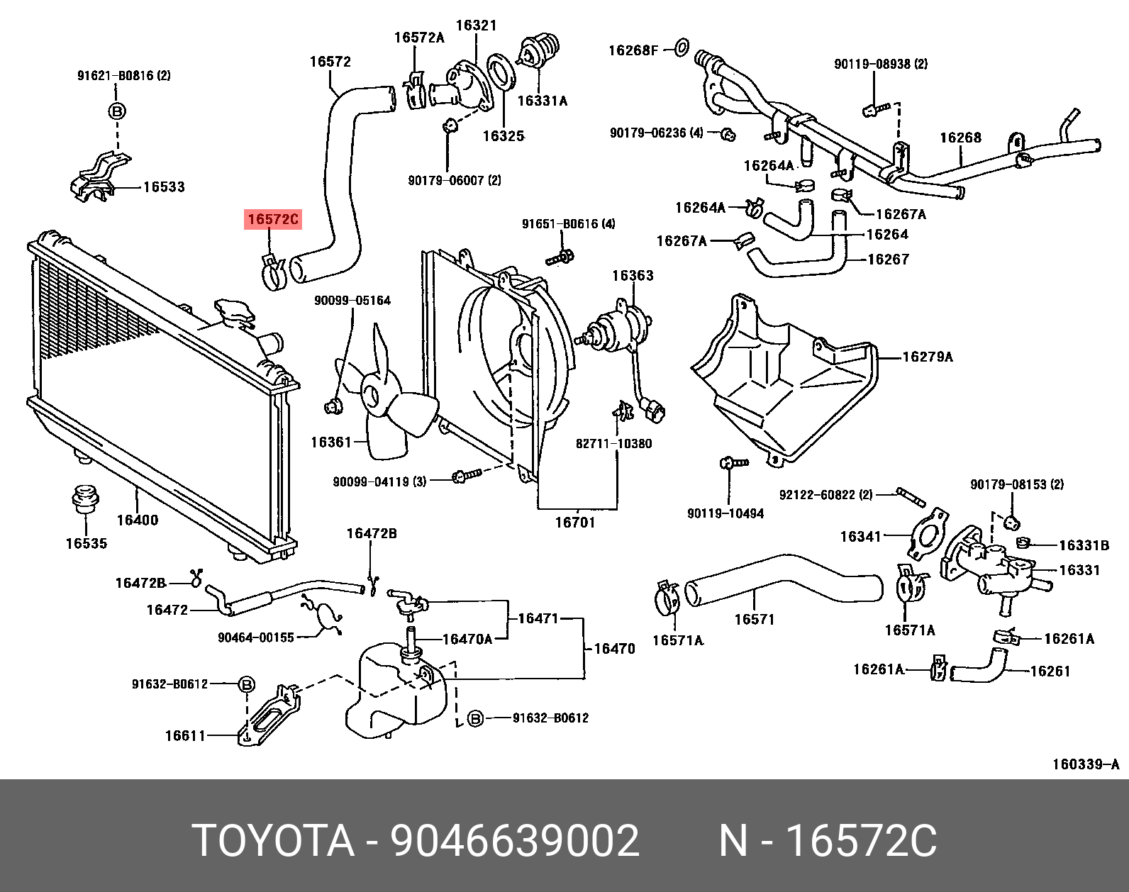 CAMRY 201706-, CLAMP OR CLIP, HOSE(FOR RADIATOR OUTLET NO.1)