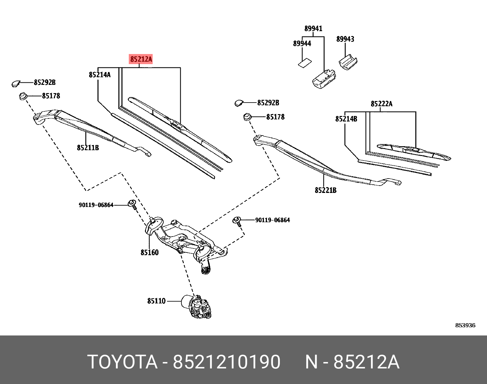 85212-10190 GENUINE TOYOTA 8521210190, C-HR 201612 -, NGX50, NGX10