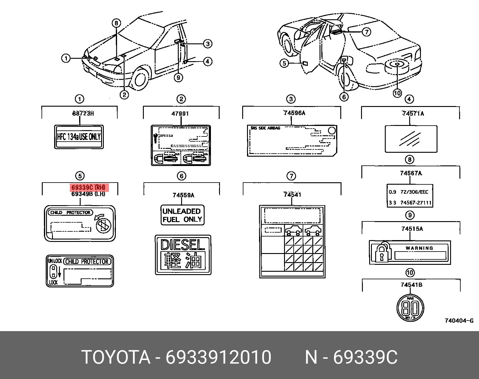 CAMRY 200109 - 200601, LABEL, CHILD PROTECTOR INFORMATION