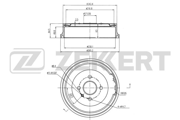 барабан тормозной задний Astra F, G 91-; Opel Combo B, C 94-; Opel Vectra B 95-
