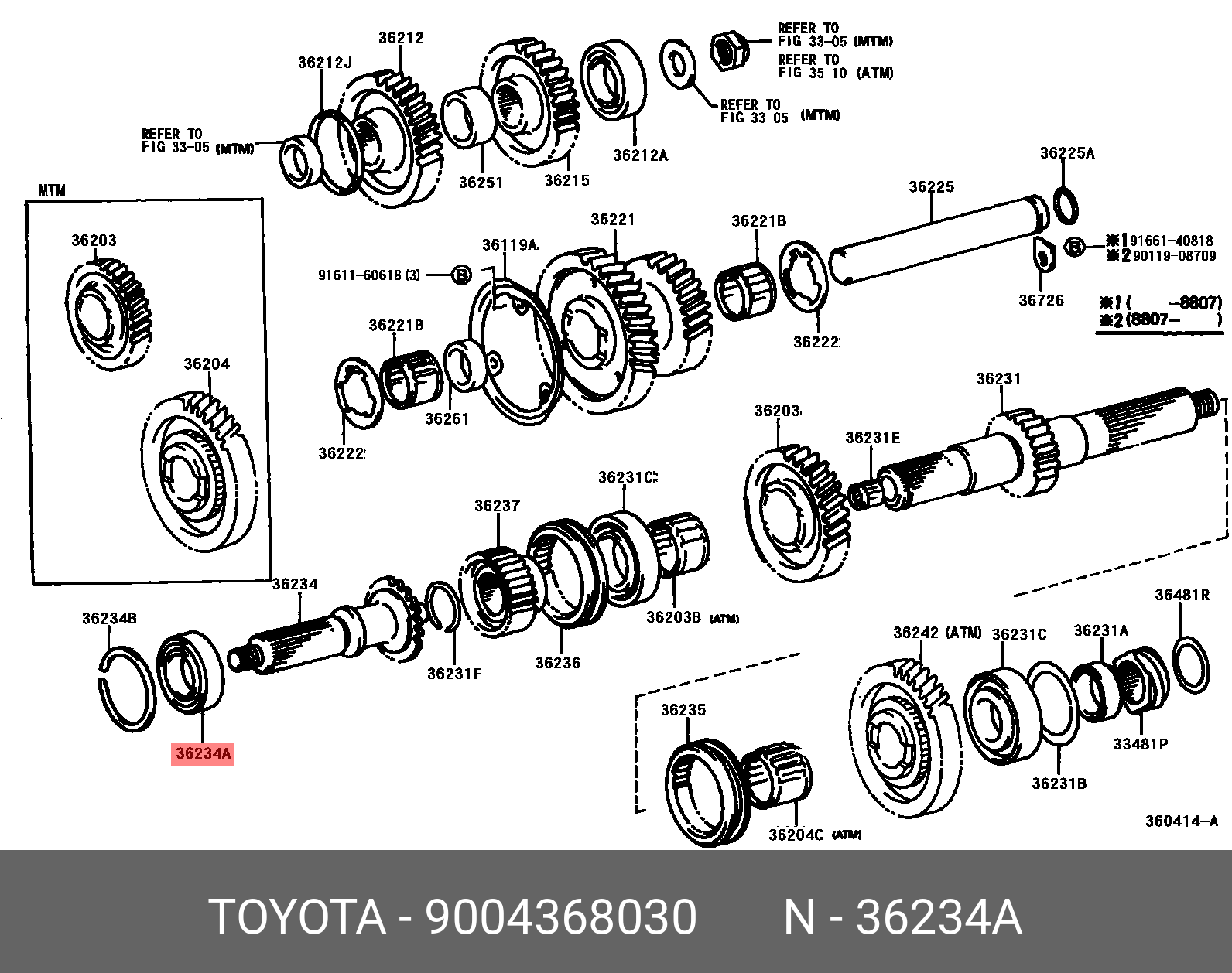 9004368030, PASSO 201002-201604, KGC3#, NGC30, BEARING (FOR TRANSFER OUTPUT FRONT SHAFT)