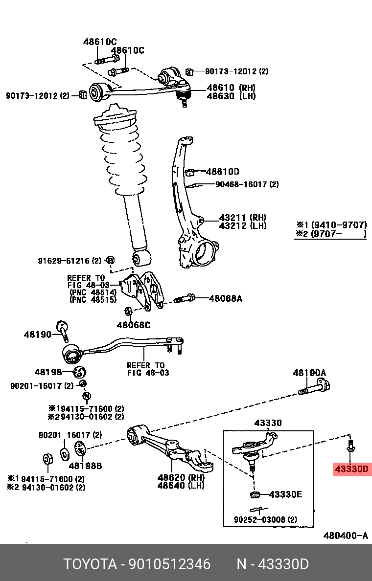 PRIUS 201511 -, BOLT (FOR FRONT LOWER BALL JOINT LH)