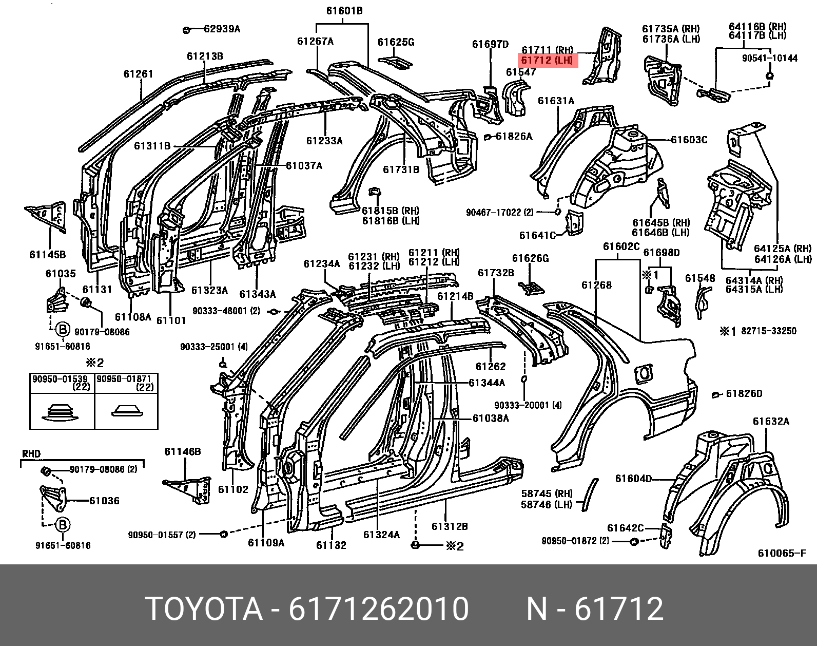 6171262010, MIRAI 201412 - 202006, JPD10, PANEL, ROOF SIDE, OUTER LH