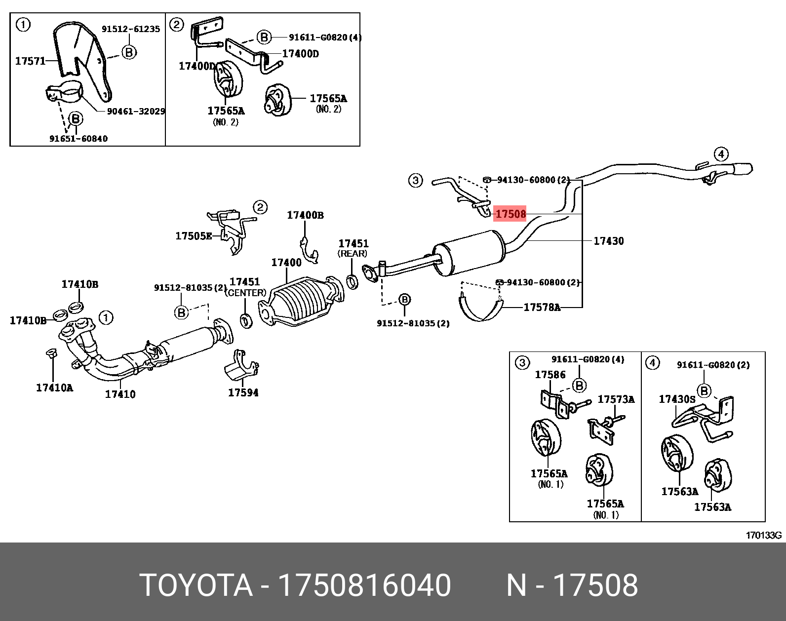 COROLLA 198705 - 199205, SUPPORT SUB-ASSY, EXHAUST PIPE, NO.3