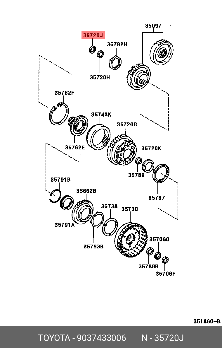 CELICA 199908 - 200604, BEARING, THRUST NEEDLE ROLLER(FOR PLANETARY GEAR FRONT)
