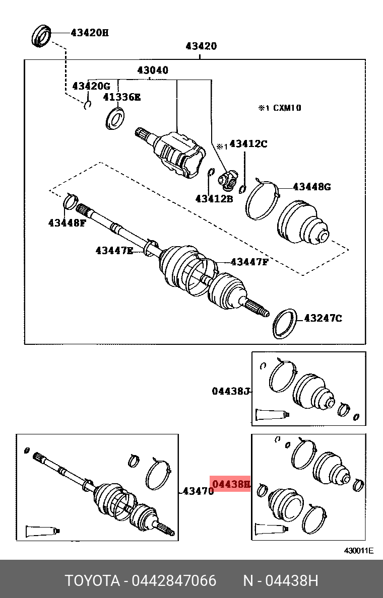 0442847066, COROLLA 201908-, MZEA12, NRE210, ZRE212, ZWE21#, BOOT KIT, FRONT DRIVE SHAFT, IN & OUTBOARD, LH