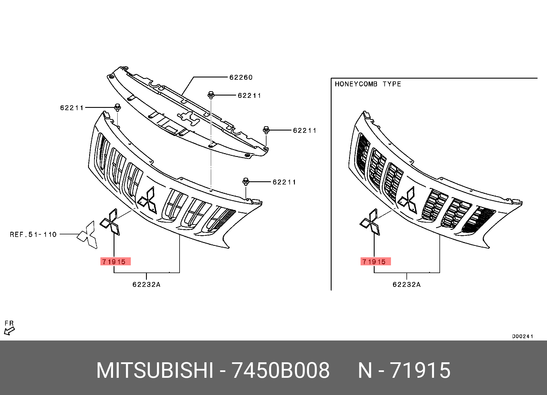Genuine OE Holder Front Ctr Mark 7450B008 for Mitsubishi