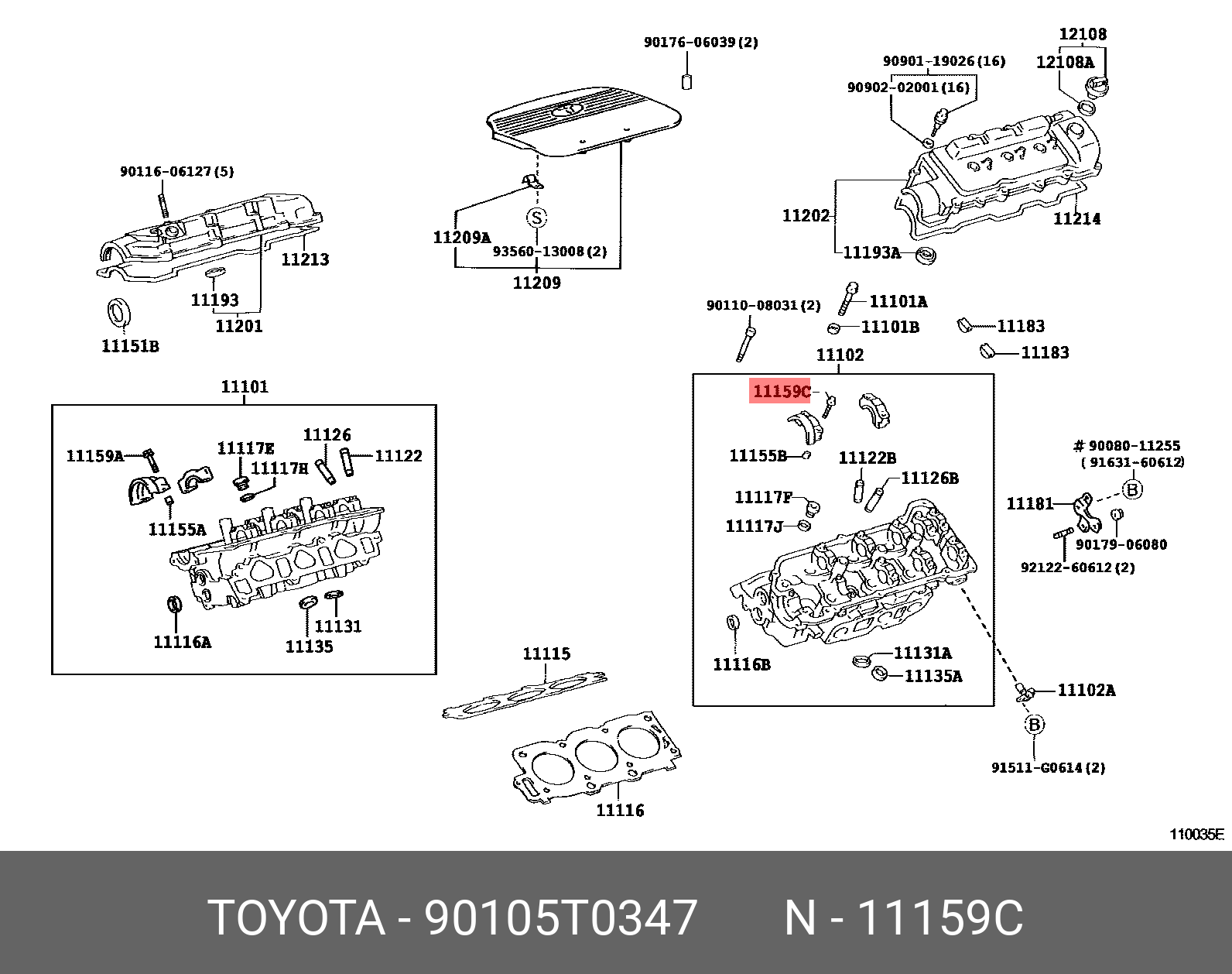 90105T0347, PROBOX/ SUCCEED 201409-, NCP16#, NSP160, NHP160, BOLT(FOR HEAD TO CAMSHAFT BEARING CAP)