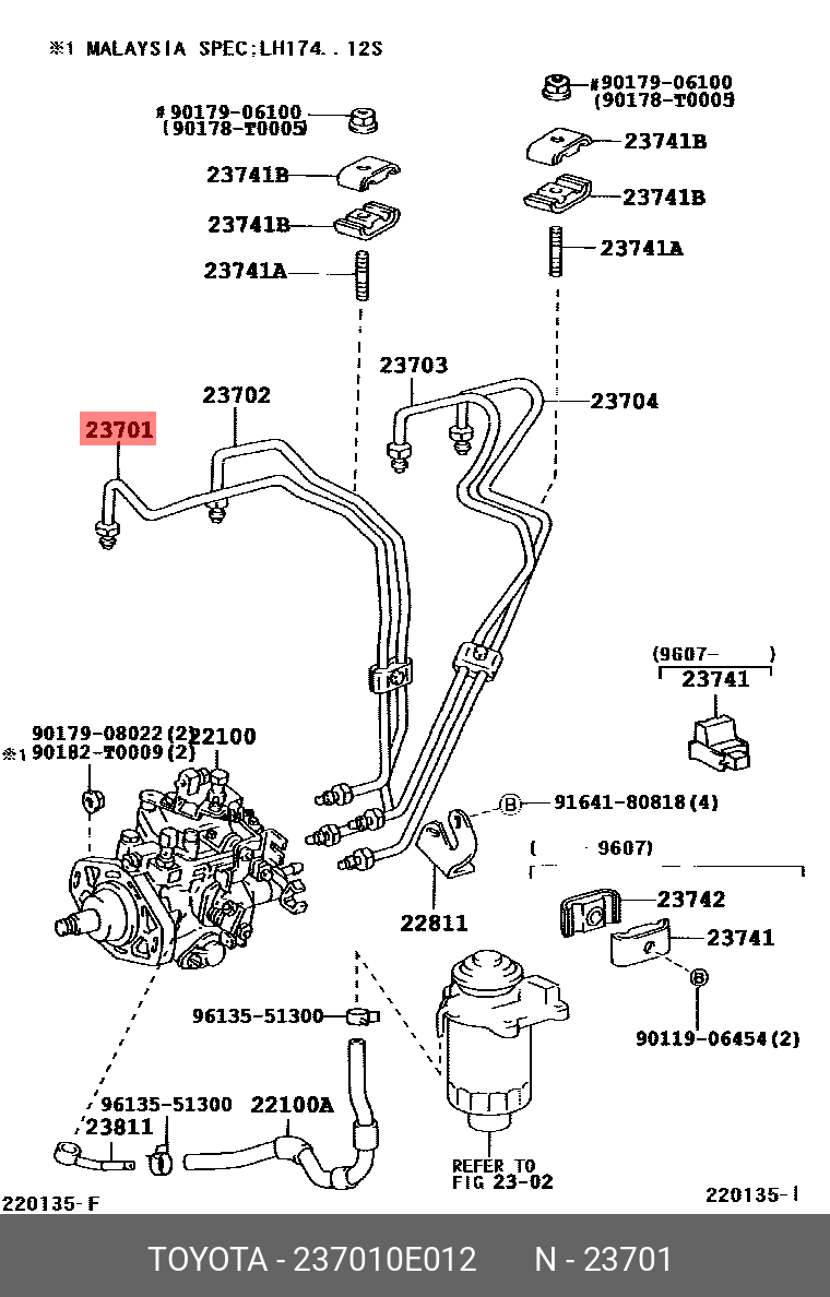 237010E012 GENUINE TOYOTA 237010E012, HILUX 201708 202005, GUN125, PIPE SUBASSY, INJECTION
