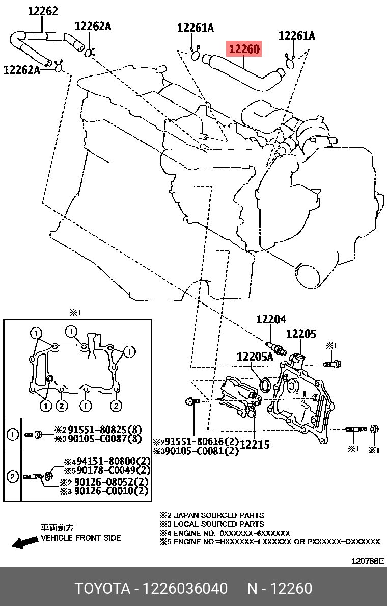 Genuine OE hose assy, ventilation, 1226036040 for TOYOTA